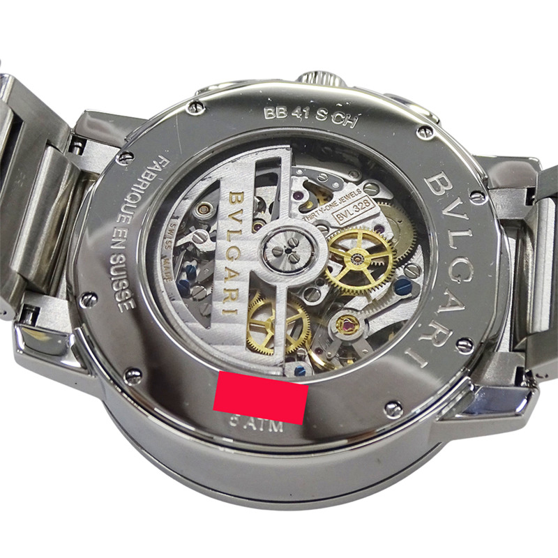 寶格麗 (Bulgari) 男士腕錶,品牌:計時自動上鍊 AT 不鏽鋼 SS BB41SCH 銀色/黑色-6