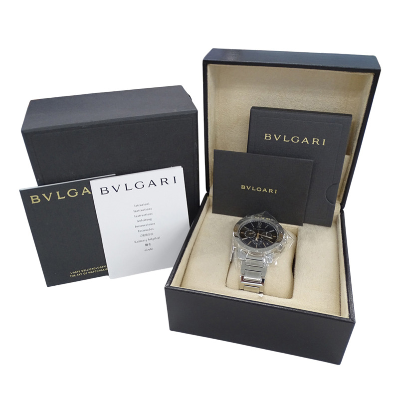 寶格麗 (Bulgari) 男士腕錶,品牌:計時自動上鍊 AT 不鏽鋼 SS BB41SCH 銀色/黑色-7