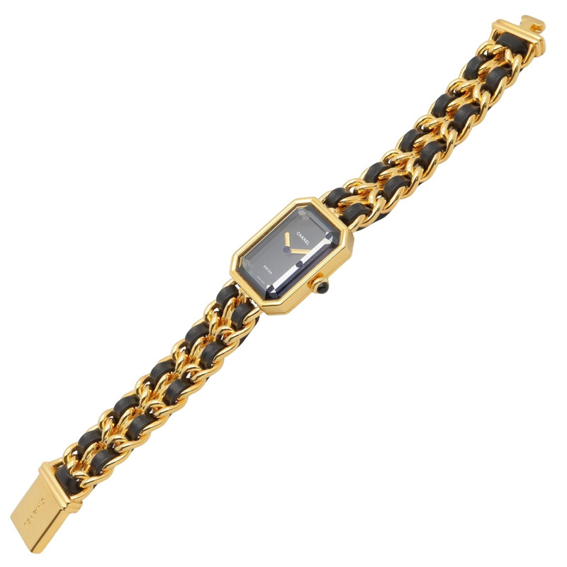 香奈兒 (Chanel) CHANEL Première M 女士腕錶,鍍金 (GP),皮革錶帶,黑色,H0001-2