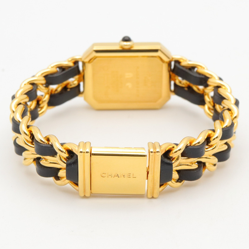 香奈兒 (Chanel) CHANEL Première M 女士腕錶,鍍金 (GP),皮革錶帶,黑色,H0001-3
