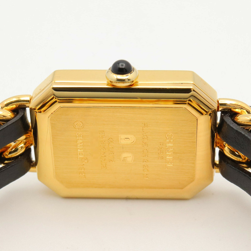香奈兒 (Chanel) CHANEL Première M 女士腕錶,鍍金 (GP),皮革錶帶,黑色,H0001-4