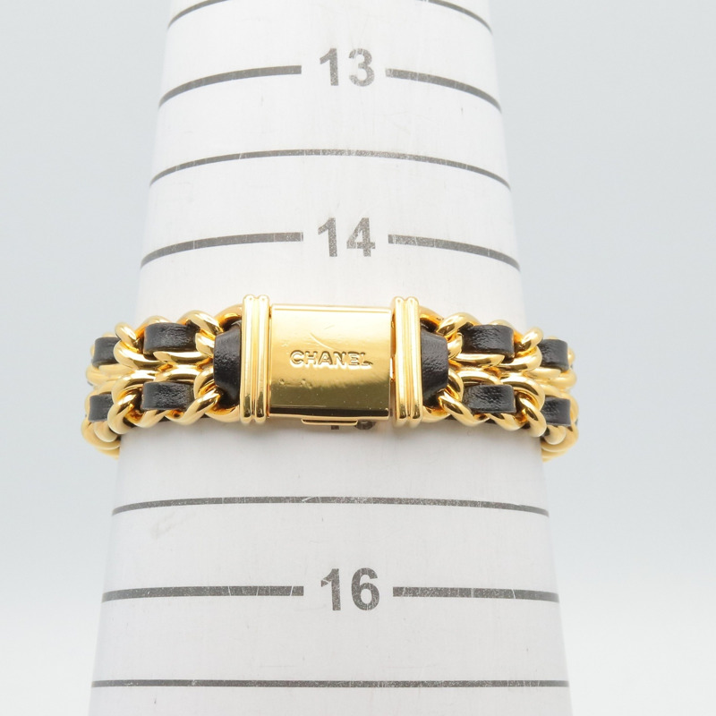 香奈兒 (Chanel) CHANEL Première M 女士腕錶,鍍金 (GP),皮革錶帶,黑色,H0001-6
