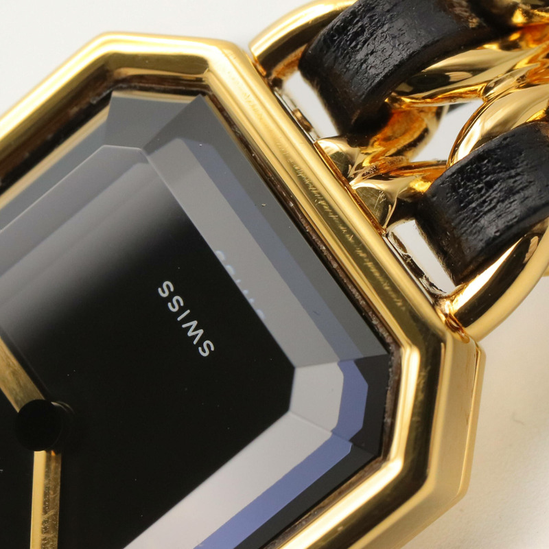 香奈兒 (Chanel) CHANEL Première M 女士腕錶,鍍金 (GP),皮革錶帶,黑色,H0001-9