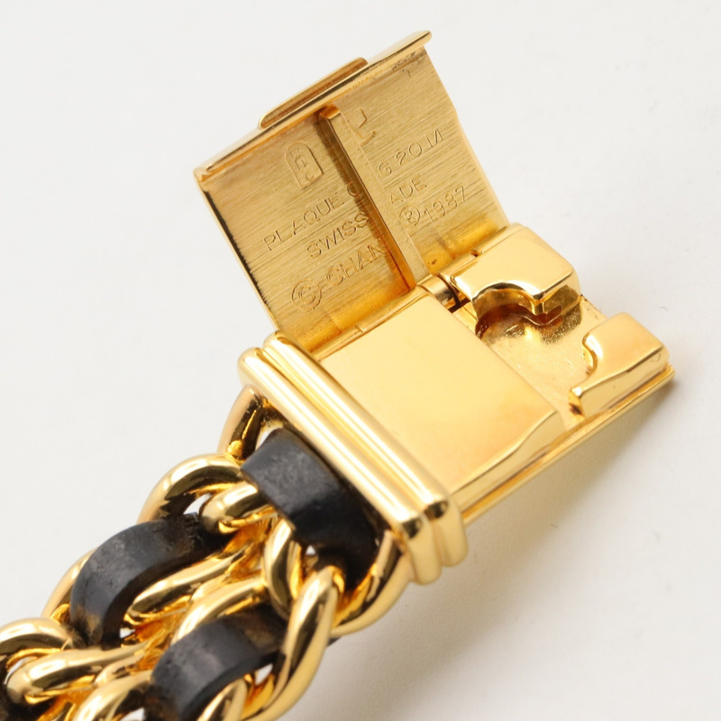 香奈兒 (Chanel) CHANEL Première M 女士腕錶,鍍金 (GP),皮革錶帶,黑色,H0001-13