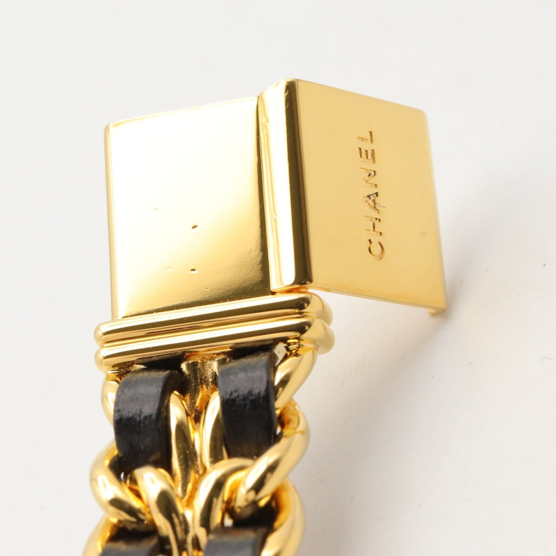 香奈兒 (Chanel) CHANEL Première M 女士腕錶,鍍金 (GP),皮革錶帶,黑色,H0001-14