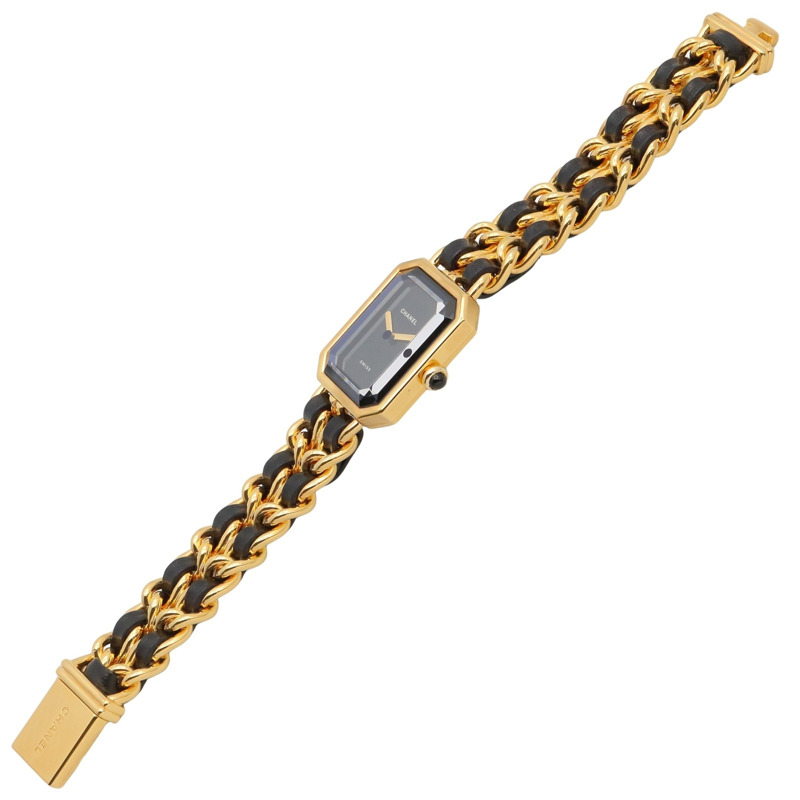 香奈兒 (Chanel) CHANEL Première M 女士腕錶,鍍金 (GP),皮革錶帶,黑色,H0001-2