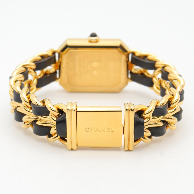 香奈兒 (Chanel) CHANEL Première M 女士腕錶,鍍金 (GP),皮革錶帶,黑色,H0001-3