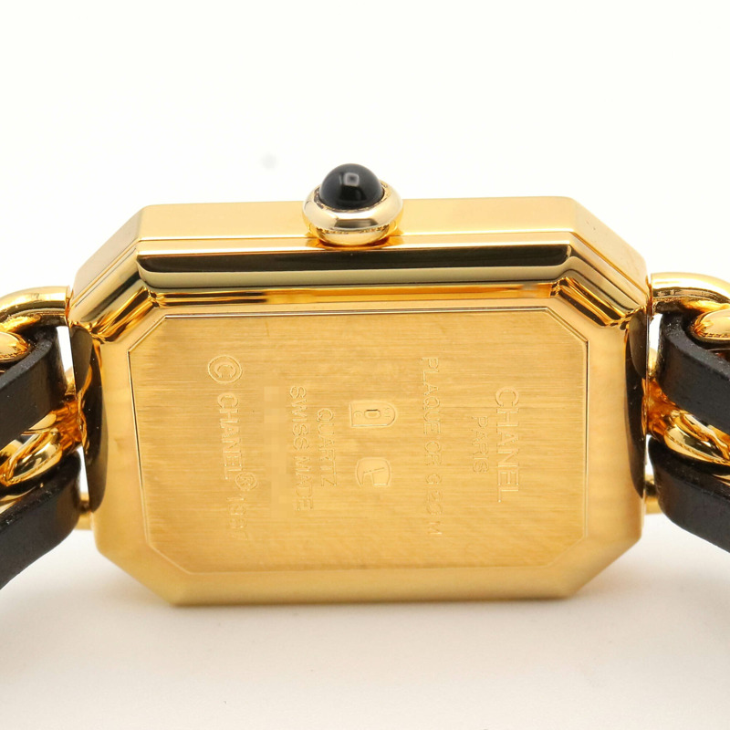 香奈兒 (Chanel) CHANEL Première M 女士腕錶,鍍金 (GP),皮革錶帶,黑色,H0001-4