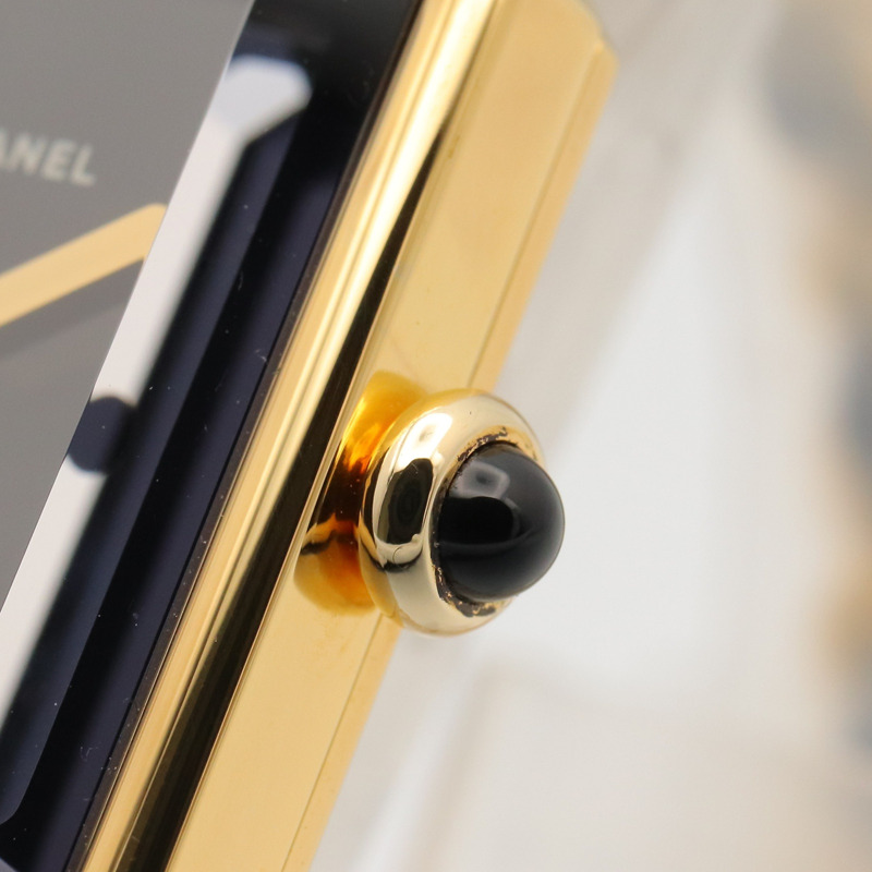 香奈兒 (Chanel) CHANEL Première M 女士腕錶,鍍金 (GP),皮革錶帶,黑色,H0001-5