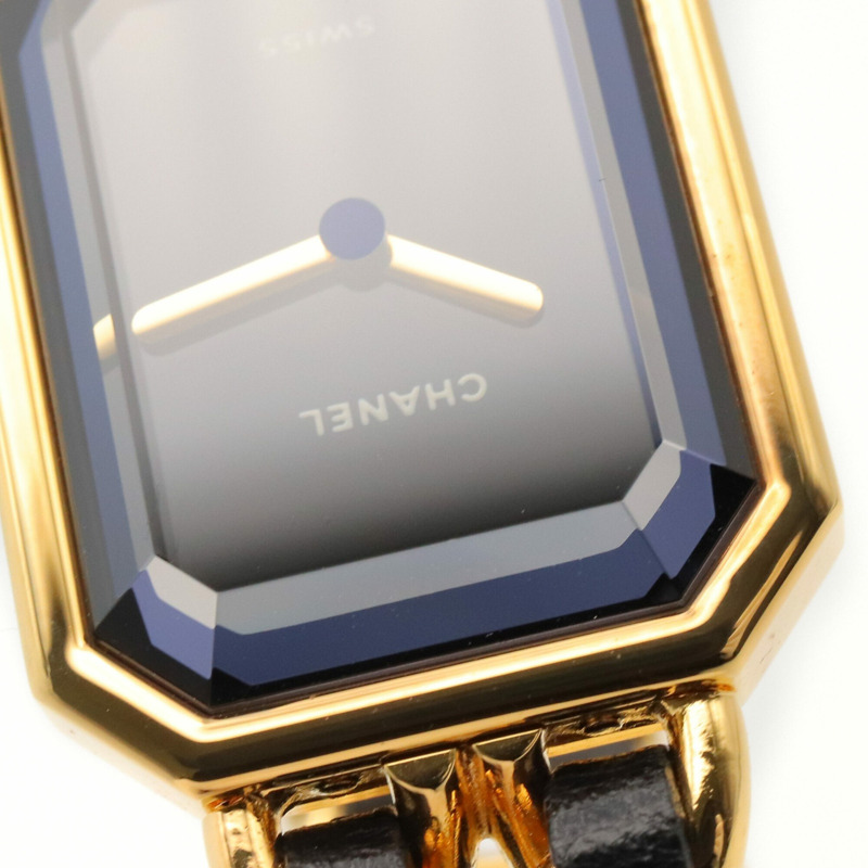 香奈兒 (Chanel) CHANEL Première M 女士腕錶,鍍金 (GP),皮革錶帶,黑色,H0001-7