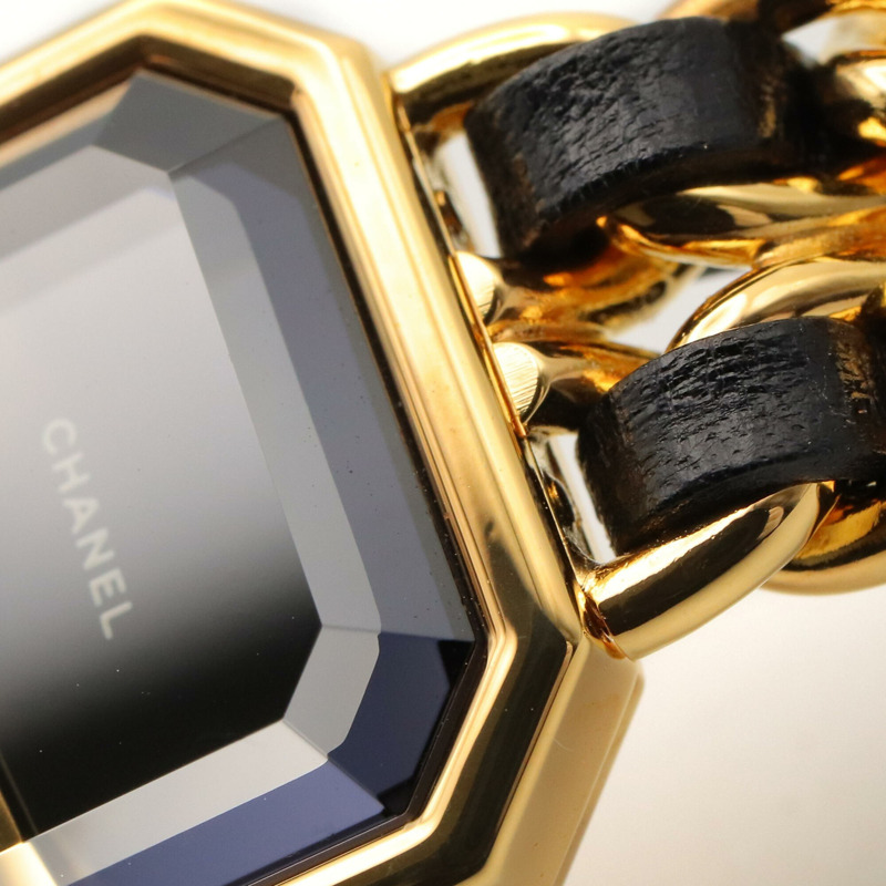 香奈兒 (Chanel) CHANEL Première M 女士腕錶,鍍金 (GP),皮革錶帶,黑色,H0001-8
