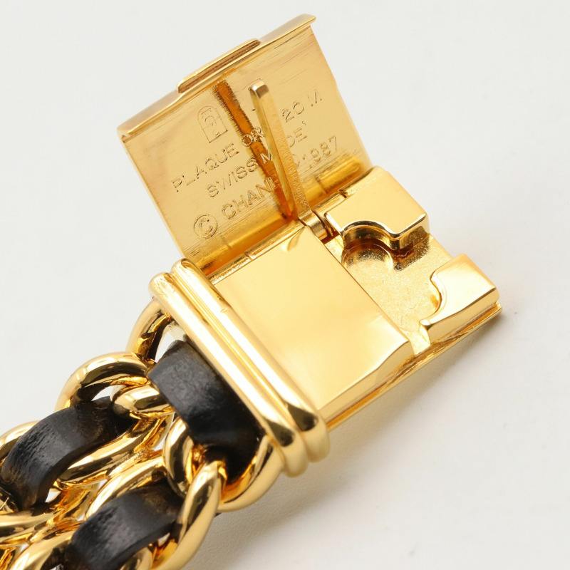 香奈兒 (Chanel) CHANEL Première M 女士腕錶,鍍金 (GP),皮革錶帶,黑色,H0001-11