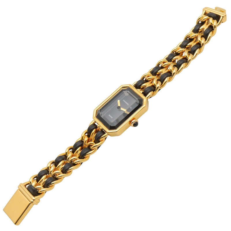香奈兒 (Chanel) CHANEL Première S 女士腕錶,鍍金 (GP),皮革錶帶,黑色,H0001-3