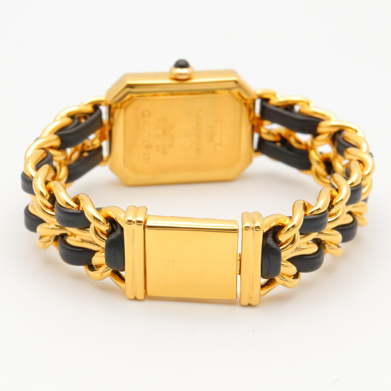 香奈兒 (Chanel) CHANEL Première S 女士腕錶,鍍金 (GP),皮革錶帶,黑色,H0001-4
