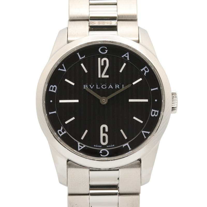 寶格麗 (Bulgari) Solo Tempo 系列腕錶,精鋼材質,男士腕錶,黑色,型號 ST37S-0