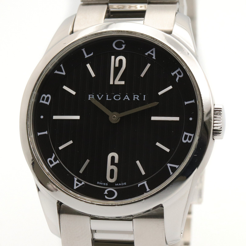 寶格麗 (Bulgari) Solo Tempo 系列腕錶,精鋼材質,男士腕錶,黑色,型號 ST37S-2