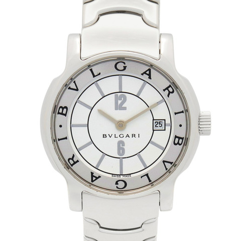 寶格麗 (Bulgari) Solo Tempo 系列腕錶，不鏽鋼材質，女士款，白色 (ST29S)