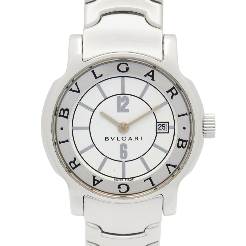 寶格麗 (Bulgari) Solo Tempo 系列腕錶，不鏽鋼材質，女士款，白色 (ST29S)-0
