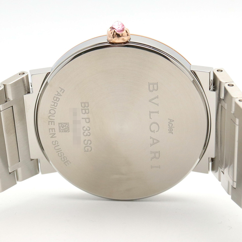 寶格麗 (BVLGARI) 女士腕錶，12 鑽，18K 玫瑰金 (PG) 精鋼，灰色錶盤，型號 BBP33SG-4