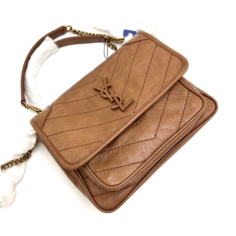 YSL 棕色Niki小號肩背斜背包 22*16*7 99新配件塵袋-2