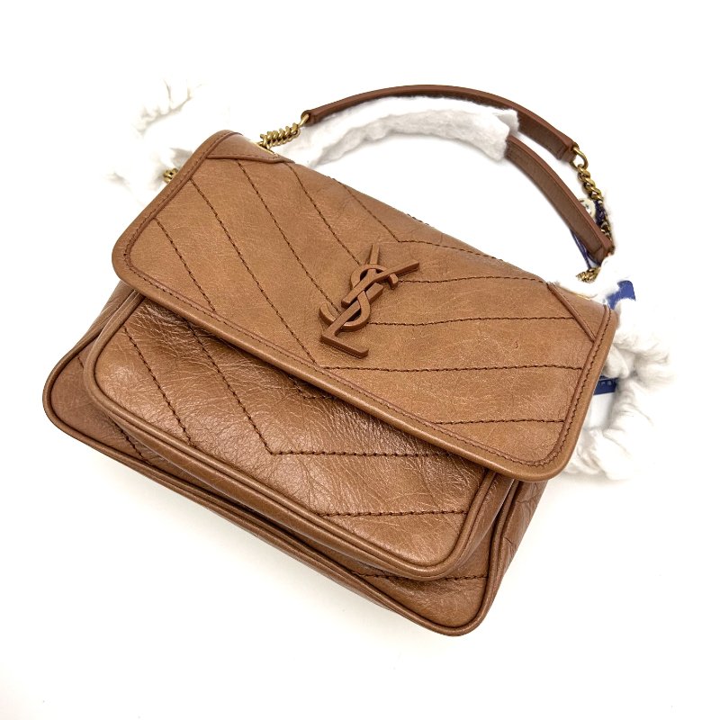 YSL 棕色Niki小號肩背斜背包 22*16*7 99新配件塵袋-3