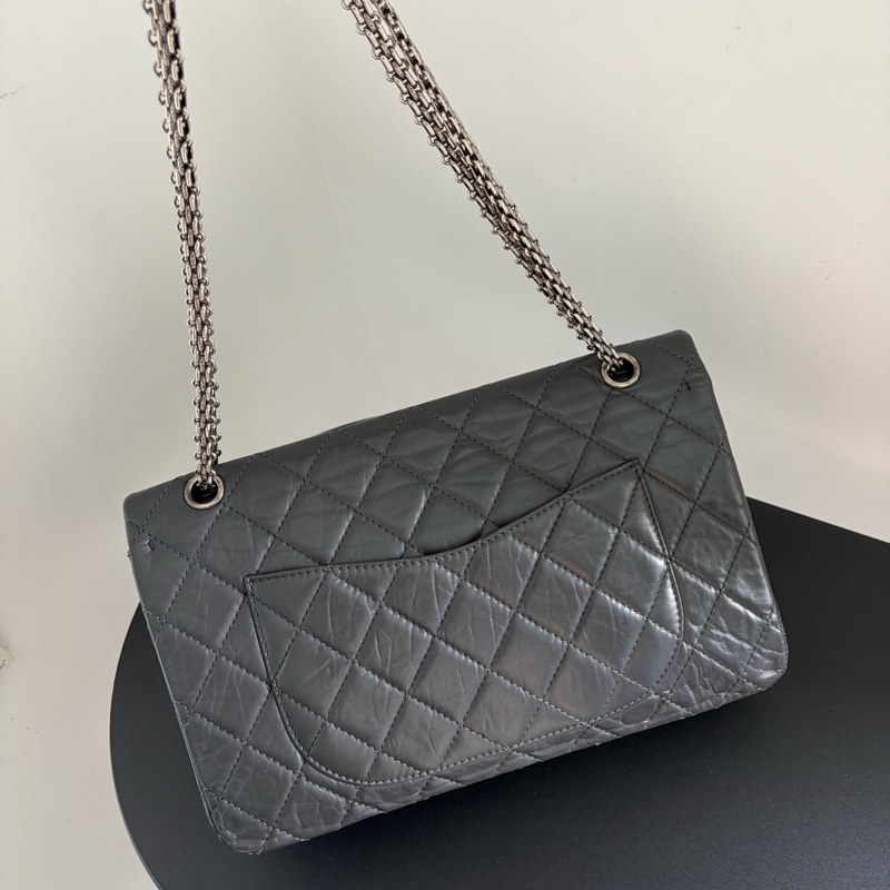 99✨Chanel 香奈兒 灰色銀扣單肩包斜挎包 大號 2.55 15開無卡💛正品-2