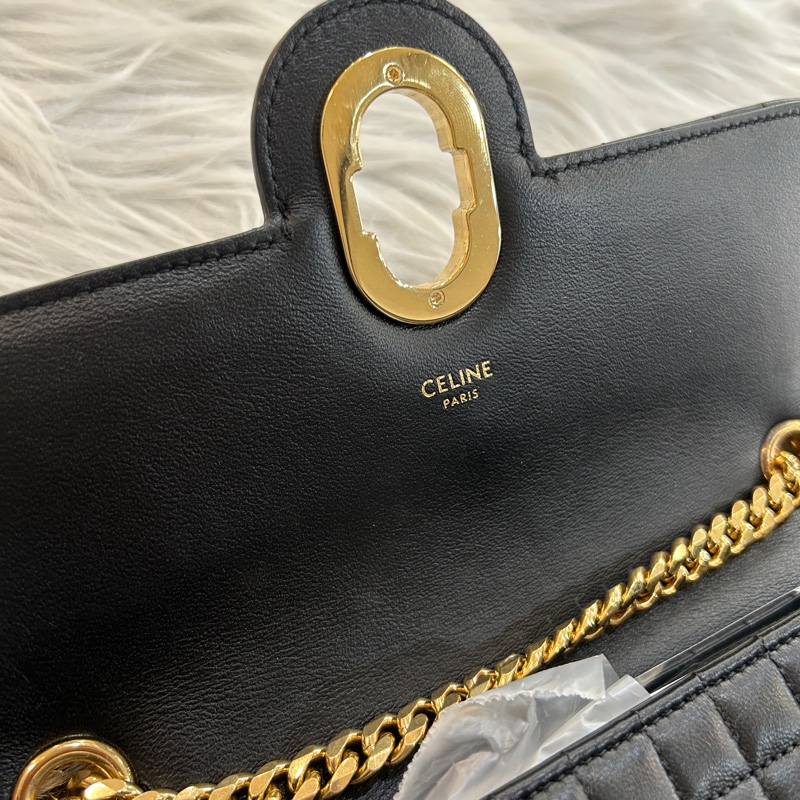 Celine 馬車 黑金 鏈條包-3