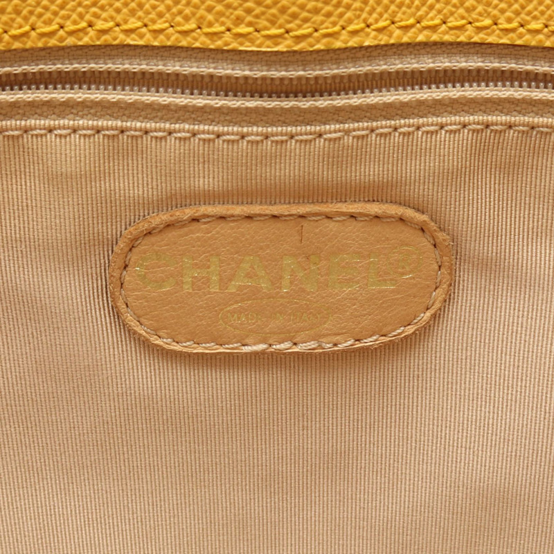 香奈兒 (CHANEL) 搭配魅力手提單肩包,黃色皮革,二手女士 Coco CC-3