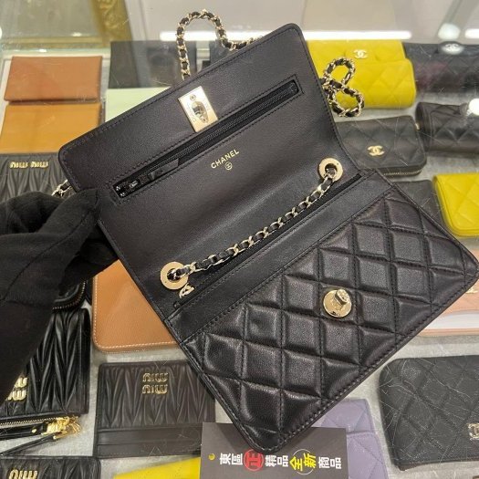 東區正精品㊣CHANEL TRENDY CC WOC A80982 全新黑色羊皮金鍊肩背包晚宴包斜背包 RZ6452-1