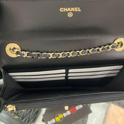 東區正精品㊣CHANEL TRENDY CC WOC A80982 全新黑色羊皮金鍊肩背包晚宴包斜背包 RZ6452-3