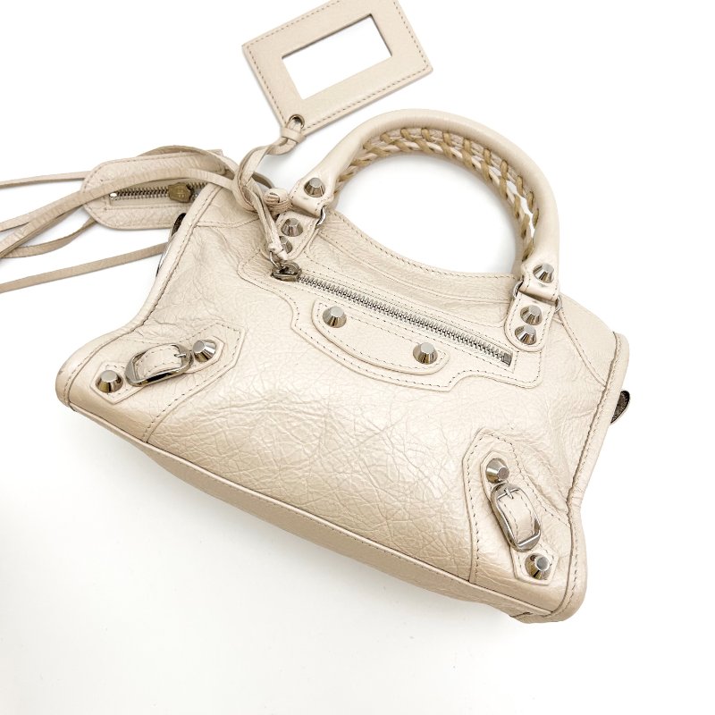 BALENCIAGA LECITY銀扣 mini機車手提肩背斜背包 24*15*8 98新配件塵袋 鏡子-2