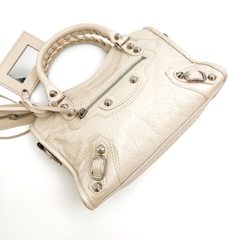 BALENCIAGA LECITY銀扣 mini機車手提肩背斜背包 24*15*8 98新配件塵袋 鏡子-3
