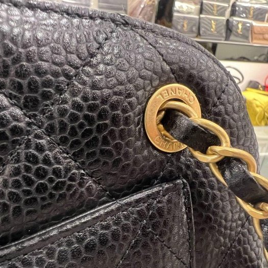 東區正精品㊣CHANEL AS5137 全新香奈兒黑色荔枝紋牛皮金鍊三層拉鍊貝殼包斜背包肩背包 RZ6453-7