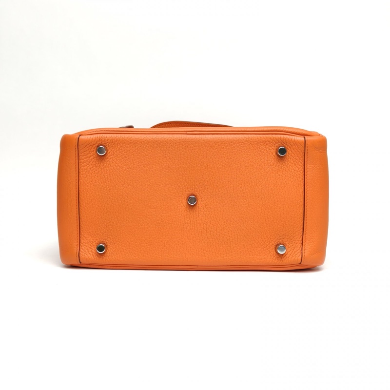 HERMES Lindy30愛馬仕橙TC皮框P銀扣刻肩背包-3