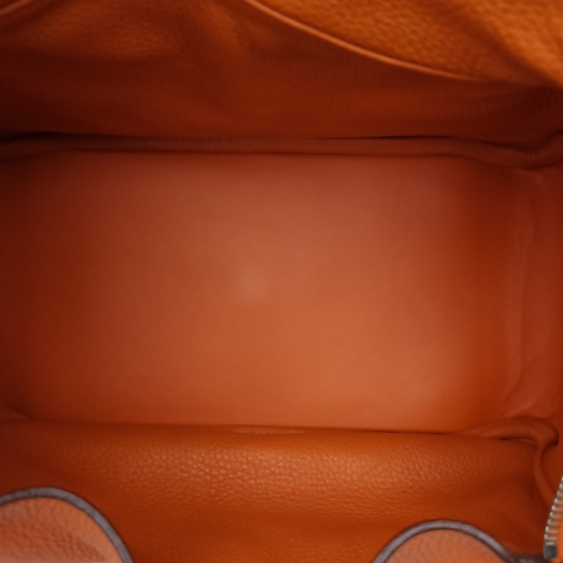 HERMES Lindy30愛馬仕橙TC皮框P銀扣刻肩背包-5