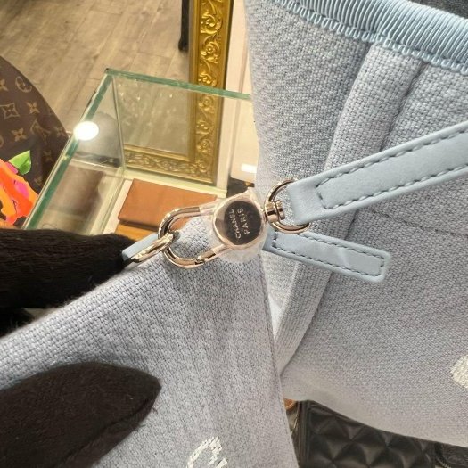 東區正精品㊣ CHANEL 全新香奈兒水藍色帆布沙灘包兩用包手提包肩背包購物袋中款RZ6463-3