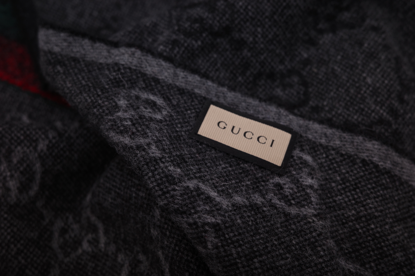 Gucci 古馳 深灰色 羊毛 GG 羊毛圍巾-5