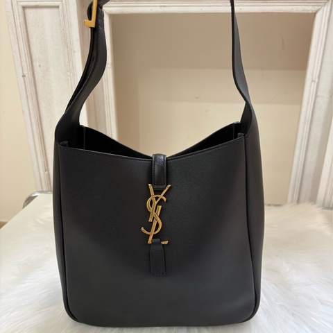 Yves Saint Laurent YSL Le5a7 hobo 肩背手提斜挎包 黑金色