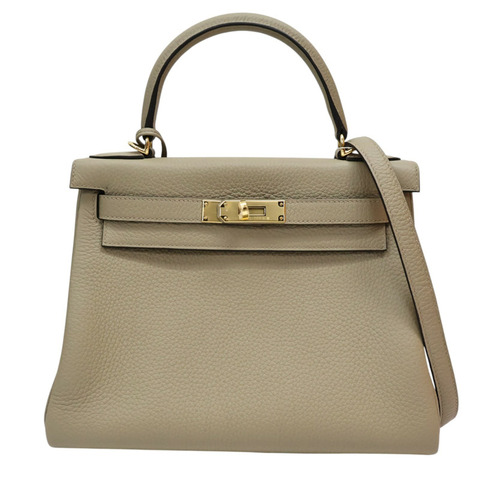 馬爾法米色 Clemence牛皮 Kelly 28 凱莉包 兩用包 W刻 金扣【HERMES 愛馬仕】 H024979CC