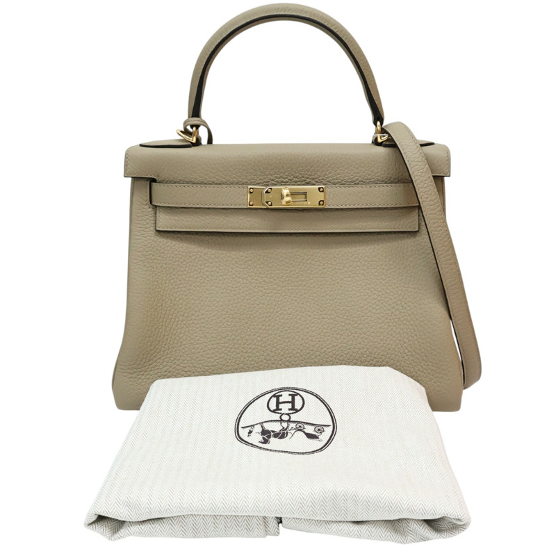 馬爾法米色 Clemence牛皮 Kelly 28 凱莉包 兩用包 W刻 金扣【HERMES 愛馬仕】 H024979CC-7