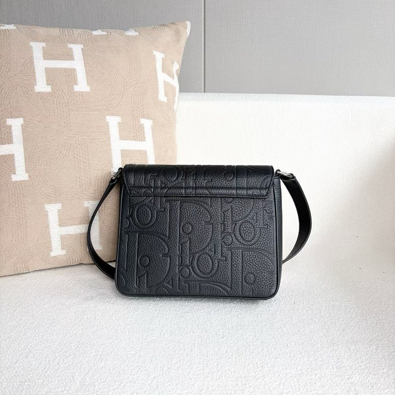 Dior 翻蓋郵差包 黑色 22*18*6 98新配件塵袋-6