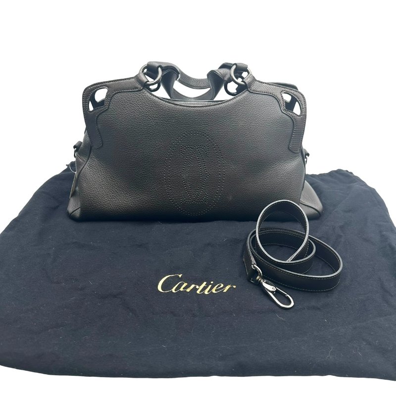 【美收精品】Cartier 黑色皮革手提包 C-575【隔月月中將轉賣至日本 上架期限30天】-14