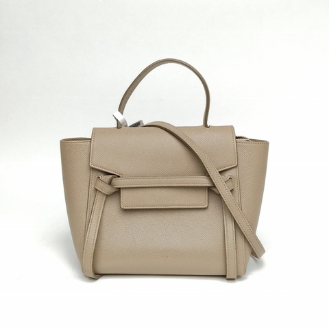 CELINE Belt鯰魚包Nano卡其色牛皮金扣肩背包