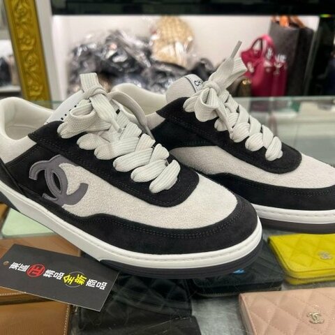 東區正精品㊣CHANEL G39978 全新香奈兒黑白熊貓麂皮雙C休閒鞋運動鞋球鞋 37.5號 RZ6464
