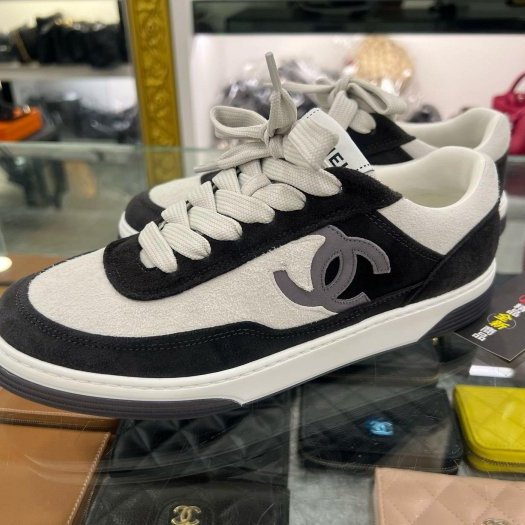 東區正精品㊣CHANEL G39978 全新香奈兒黑白熊貓麂皮雙C休閒鞋運動鞋球鞋 37.5號 RZ6464-1