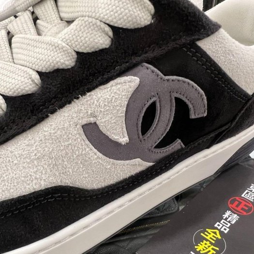 東區正精品㊣CHANEL G39978 全新香奈兒黑白熊貓麂皮雙C休閒鞋運動鞋球鞋 37.5號 RZ6464-2