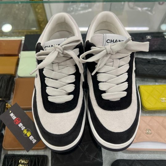 東區正精品㊣CHANEL G39978 全新香奈兒黑白熊貓麂皮雙C休閒鞋運動鞋球鞋 37.5號 RZ6464-3