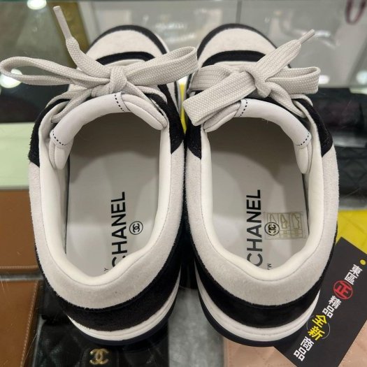 東區正精品㊣CHANEL G39978 全新香奈兒黑白熊貓麂皮雙C休閒鞋運動鞋球鞋 37.5號 RZ6464-6