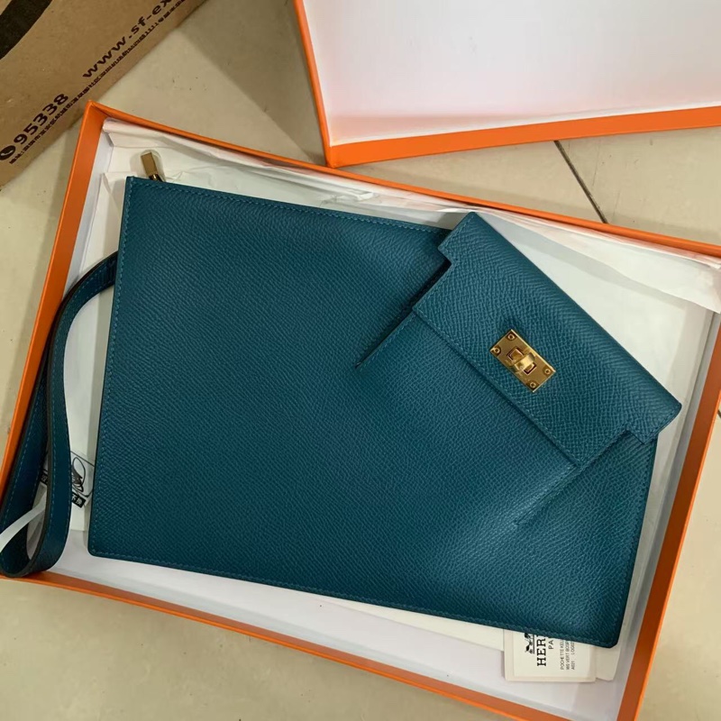 Hermes/愛馬仕 經典款Kelly錢包手抓包 金扣 Y刻-10