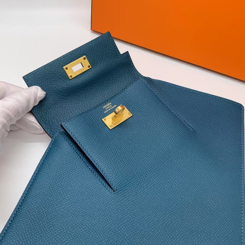 Hermes/愛馬仕 經典款Kelly錢包手抓包 金扣 Y刻-14